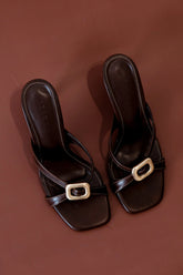 Jodie High Heel With Hardware - Chocolate