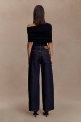 Sierra Asymmetrical Cashmere Blend Knit Top - Black