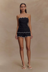 Judith Strapless Scallop Top - Black