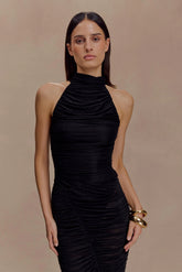 Matilda Ruched Mesh Bodysuit - Black