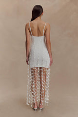 Tove Hand Knit Flower Mini Dress - White