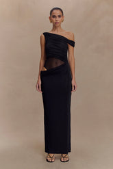 Callen One Shoulder Slinky Maxi Dress - Black