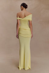 Irene Gathered Knit Maxi Skirt - Lemon