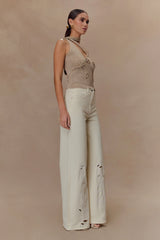 Leone One Shoulder Metallic Knit Top - Gold