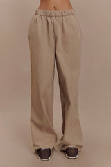 Campbell Cotton Wide Leg Pants - Sand