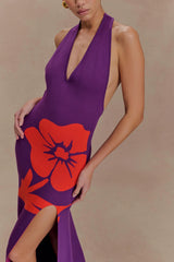 Stacy Knit Halter Maxi Dress - Purple/Red