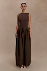 Acacia Contrast Sleeveless Maxi Dress - Chocolate