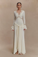 Electra Slinky Lace Maxi Dress - Ivory