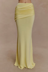 Irene Gathered Knit Maxi Skirt - Lemon