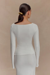 Alejandra Floral Long Sleeve Knit Top - White