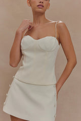 Jaime Spaghetti Strap Suiting Top - Ivory