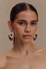 Marna Large Hoop Earrings With Stones - Gold