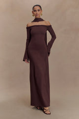 Heidi Strapless Knit Scarf Maxi Dress - Dark Chocolate