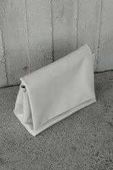 Kiera Faux Leather Oversized Clutch - Ivory