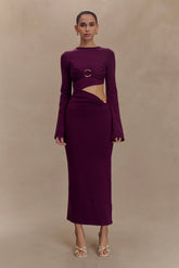 Azariah Long Sleeve Knit Midi Dress - Plum
