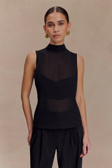 Saria Chiffon Low Back Top - Black