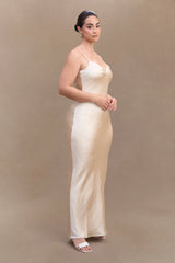 Lilly Sweetheart Satin Maxi Dress - Blush Gold