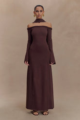 Heidi Strapless Knit Scarf Maxi Dress - Dark Chocolate