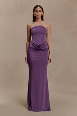 Madison Strapless Slinky Maxi Dress - Purple
