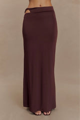 Haven Slinky Twist Midi Skirt - Chocolate