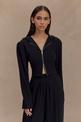 Quinn Zip Up Hoodie - Black