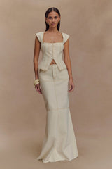 Loretta Denim Maxi Skirt - Ecru