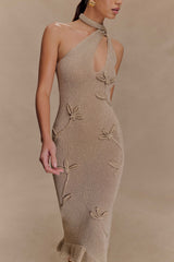 Celestino Floral Metallic Knit Maxi Dress - Gold