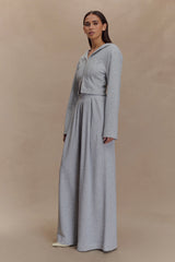 Aspen Gathered Wide Leg Jogger - Light Grey Marle