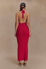 Ayella Cowl Knit Maxi Dress - Raspberry