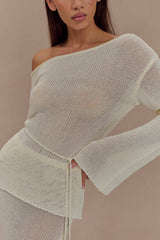 Reagan Off Shoulder Knit Top - White