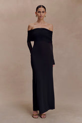 Josie Off Shoulder Mesh Maxi Dress - Black