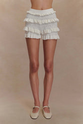 Amy Pointelle Knit Frill Bloomers - Ivory