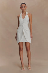 Ruth Cotton Halter Mini Dress - Ivory