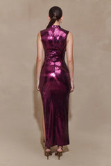 Veronica Sequin Midi Dress - Plum