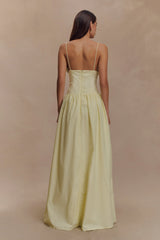 Janis Cotton Frill Maxi Dress - Lemon