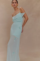 Rosalie Floral Chiffon Maxi Dress - Lagoon