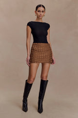 Cordia Satin Mini Skirt - Chocolate