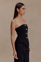 Arla Button Up Corset Top - Black