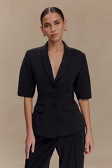 Opal Puff Sleeve Suiting Top - Black