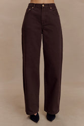 Mannon Mid Rise Denim Jeans - Chocolate