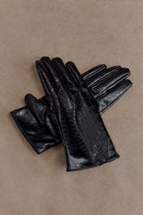 Atlas Faux Leather Crocodile Gloves - Black