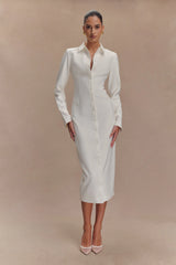 Dorian Fitted Shirt Midi Dress - White