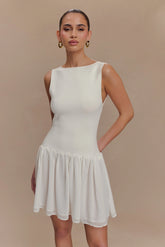 Ashleigh Knit And Chiffon Mini Dress - Ivory