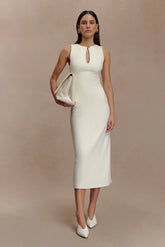 Norah Sleeveless Crepe Midi Dress - Ivory