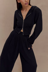 Quinn Zip Up Hoodie - Black