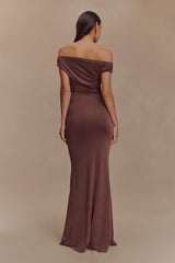 Kinsley Slinky Maxi Dress With Hardware - Chocolate