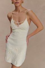 Brullo Embroidery Knit Mini Dress - Ivory