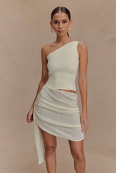 Cali Drape Skirt Knit Mini Dress - Ivory