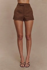 Sally Faux Suede Short - Milk Chocolate