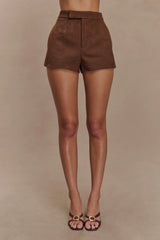 Sally Faux Suede Short - Milk Chocolate